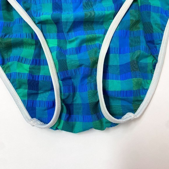 1980’s Gold Coast One piece Swim suit w/ blue amd green checks Sz 12 - Picture 2 of 10